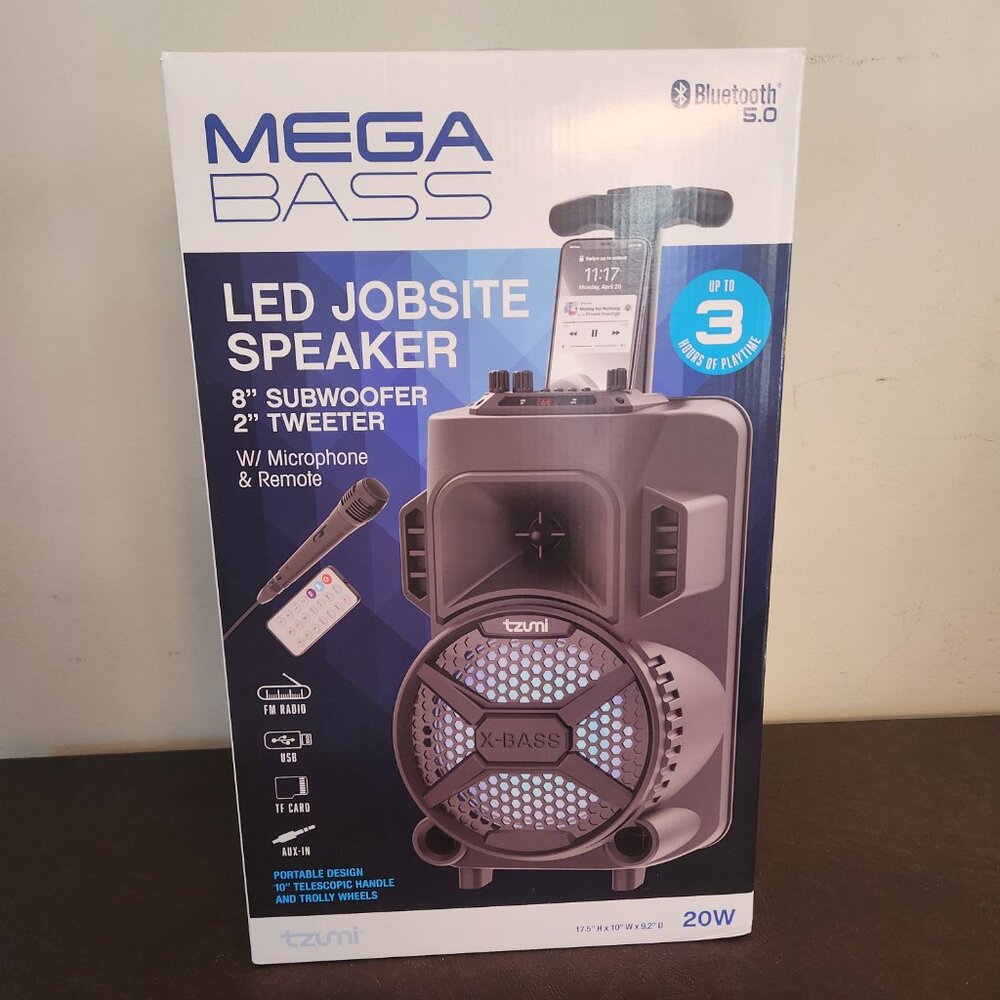 TZUMI Mega Bass V3 LED Jobsite Speaker